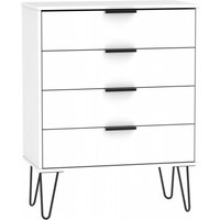 Product photograph of Hong Kong White 4 Drawer Chest With Hairpin Legs from Choice Furniture Superstore