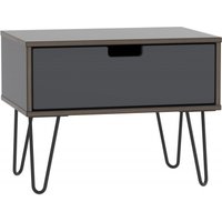 Product photograph of Shanghai Graphite 1 Drawer Midi Chest With Hairpin Legs from Choice Furniture Superstore