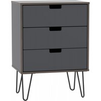 Product photograph of Shanghai Graphite 3 Drawer Small Chest With Hairpin Legs from Choice Furniture Superstore