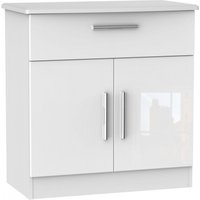 Product photograph of Knightsbridge White Gloss Compact Sideboard - 2 Doors from Choice Furniture Superstore