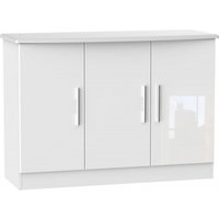 Product photograph of Knightsbridge White Gloss Small Sideboard - 3 Doors from Choice Furniture Superstore