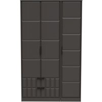 Product photograph of New York Graphite 3 Door Tall Triple Wardrobe - Lhf 2 Drawers from Choice Furniture Superstore