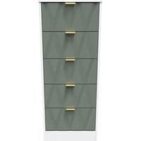 Product photograph of Las Vegas White And Green 5 Drawer Narrow Chest from Choice Furniture Superstore