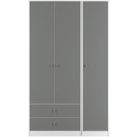 Product photograph of Padstow Grey And White 3 Door Tall Triple Wardrobe - Lhf 2 Drawers from Choice Furniture Superstore