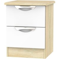 Product photograph of Camden White Gloss And Oak Effect 2 Drawer Bedside Cabinet from Choice Furniture Superstore