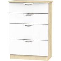 Product photograph of Camden White Gloss And Oak Effect 4 Drawer Deep Chest from Choice Furniture Superstore