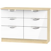 Product photograph of Camden White Gloss And Oak Effect 6 Drawer Midi Chest from Choice Furniture Superstore
