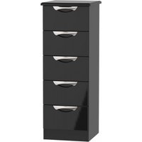 Product photograph of Camden Black Gloss 5 Drawer Narrow Chest from Choice Furniture Superstore