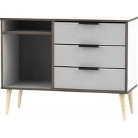 Product photograph of Hong Kong Grey And White 95cm Tv Unit With Wooden Legs from Choice Furniture Superstore