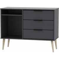 Product photograph of Hong Kong Graphite 95cm Tv Unit With Natural Wooden Legs from Choice Furniture Superstore