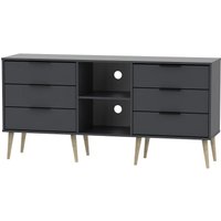 Product photograph of Hong Kong Graphite 150cm Tv Unit With Natural Wooden Legs from Choice Furniture Superstore