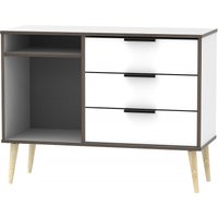 Product photograph of Hong Kong White 95cm Tv Unit With Wooden Legs from Choice Furniture Superstore
