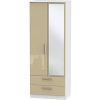 Product photograph of Knightsbridge Mushroom And White 2 Door Combi Wardrobe - 1 Mirror from Choice Furniture Superstore