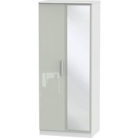 Product photograph of Knightsbridge Cashmere Gloss And White 2 Door Wardrobe - 1 Mirror from Choice Furniture Superstore