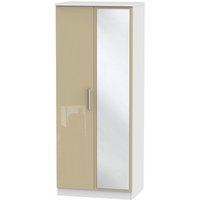 Product photograph of Knightsbridge Mushroom And White 2 Door Wardrobe - 1 Mirror from Choice Furniture Superstore