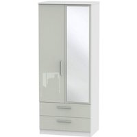 Product photograph of Knightsbridge Cashmere Gloss And White 2 Door Tall Combi Wardrobe - 1 Mirror from Choice Furniture Superstore