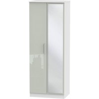 Product photograph of Knightsbridge Cashmere Gloss And White 2 Door Tall Wardrobe - 1 Mirror from Choice Furniture Superstore