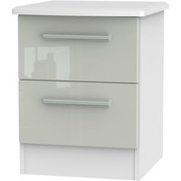 Product photograph of Knightsbridge Cashmere Gloss And White 2 Drawer Bedside Cabinet from Choice Furniture Superstore