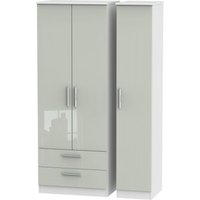 Product photograph of Knightsbridge Cashmere Gloss And White 3 Door Tall Triple Wardrobe - Lhf 2 Drawers from Choice Furniture Superstore