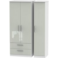 Product photograph of Knightsbridge Cashmere Gloss And White 3 Door Triple Wardrobe - Lhf 2 Drawers from Choice Furniture Superstore