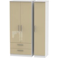 Product photograph of Knightsbridge Mushroom And White 3 Door Triple Wardrobe - Lhf 2 Drawers from Choice Furniture Superstore