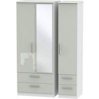 Product photograph of Knightsbridge Cashmere Gloss And White 3 Door Combi Wardrobe - 1 Mirror from Choice Furniture Superstore