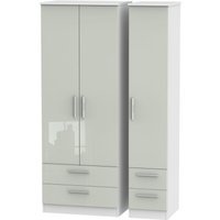 Product photograph of Knightsbridge Cashmere Gloss And White 3 Door Tall Triple Wardrobe - 4 Drawers from Choice Furniture Superstore