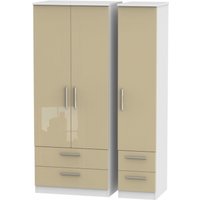 Product photograph of Knightsbridge Mushroom And White 3 Door Triple Wardrobe - 4 Drawers from Choice Furniture Superstore