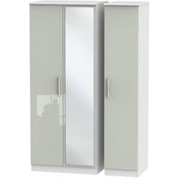 Product photograph of Knightsbridge Cashmere Gloss And White 3 Door Triple Wardrobe - 1 Mirror from Choice Furniture Superstore