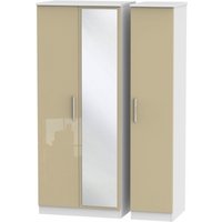 Product photograph of Knightsbridge Mushroom And White 3 Door Triple Wardrobe - 1 Mirror from Choice Furniture Superstore