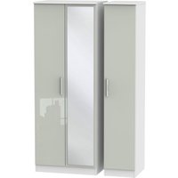 Product photograph of Knightsbridge Cashmere Gloss And White 3 Door Tall Triple Wardrobe - 1 Mirror from Choice Furniture Superstore