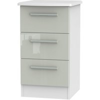 Product photograph of Knightsbridge Cashmere Gloss And White 3 Drawer Beside Cabinet from Choice Furniture Superstore