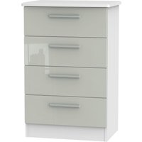 Product photograph of Knightsbridge Cashmere Gloss And White 4 Drawer Midi Chest from Choice Furniture Superstore