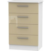 Product photograph of Knightsbridge Mushroom And White 4 Drawer Midi Chest from Choice Furniture Superstore