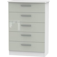 Product photograph of Knightsbridge Cashmere Gloss And White 5 Drawer Chest from Choice Furniture Superstore