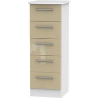 Product photograph of Knightsbridge Mushroom And White 5 Drawer Narrow Chest from Choice Furniture Superstore