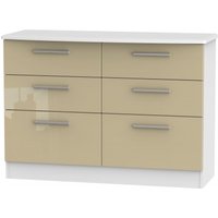 Product photograph of Knightsbridge Mushroom And White 6 Drawer Midi Chest from Choice Furniture Superstore