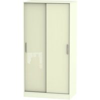 Product photograph of Knightsbridge Cream Gloss 2 Door Sliding Wardrobe from Choice Furniture Superstore