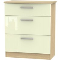 Product photograph of Knightsbridge Cream Gloss And Light Oak 3 Drawer Deep Chest from Choice Furniture Superstore