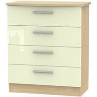 Product photograph of Knightsbridge Cream Gloss And Light Oak 4 Drawer Chest from Choice Furniture Superstore
