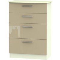Product photograph of Knightsbridge Mushroom And Cream 4 Drawer Deep Chest from Choice Furniture Superstore