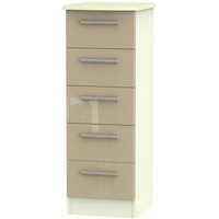 Product photograph of Knightsbridge Mushroom And Cream 5 Drawer Narrow Chest from Choice Furniture Superstore