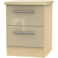 Product photograph of Knightsbridge Mushroom And Light Oak 2 Drawer Bedside Cabinet from Choice Furniture Superstore