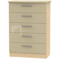 Product photograph of Knightsbridge Mushroom And Light Oak 5 Drawer Chest from Choice Furniture Superstore