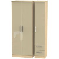 Product photograph of Knightsbridge Mushroom And Light Oak 3 Door Tall Triple Wardrobe - Rhf 2 Drawers from Choice Furniture Superstore