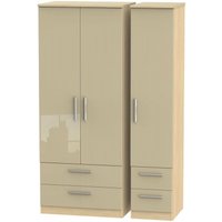 Product photograph of Knightsbridge Mushroom And Light Oak 3 Door Triple Wardrobe - 4 Drawers from Choice Furniture Superstore