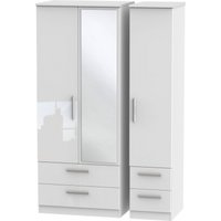 Product photograph of Knightsbridge White Gloss 3 Door Combi Wardrobe - 1 Mirror from Choice Furniture Superstore