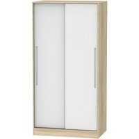 Product photograph of Monaco White Matt And Oak Effect 2 Door Sliding Wardrobe from Choice Furniture Superstore