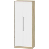 Product photograph of Monaco White And Oak Effect 2 Door Plain Tall Wardrobe from Choice Furniture Superstore