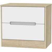 Product photograph of Monaco White Matt And Oak Effect 2 Drawer Midi Chest from Choice Furniture Superstore
